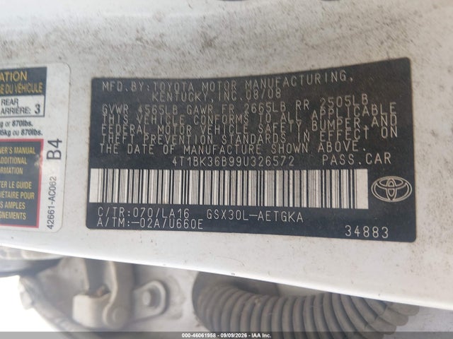 Aukcja sprzedaży 2009 Toyota Avalon Xls, vin: 4T1BK36B99U326572, numer aukcji: 46061958