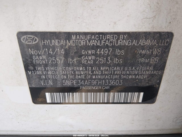 Aukcja sprzedaży 2015 Hyundai Sonata Sport, vin: 5NPE34AF9FH133603, numer aukcji: 46062073