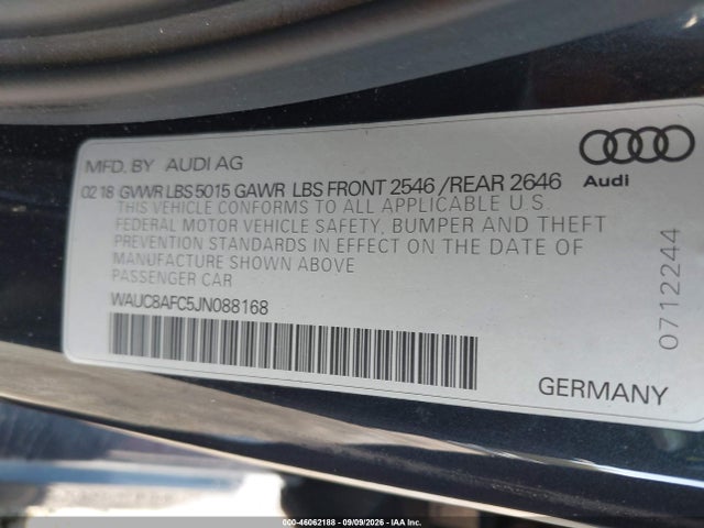 Aukcja sprzedaży 2018 Audi A6 2.0t Premium/2.0t Sport, vin: WAUC8AFC5JN088168, numer aukcji: 46062188