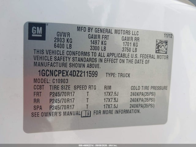 Продажа на аукционе авто 2013 Chevrolet Silverado 1500 Work Truck, vin: 1GCNCPEX4DZ211599, номер лота: 46062214