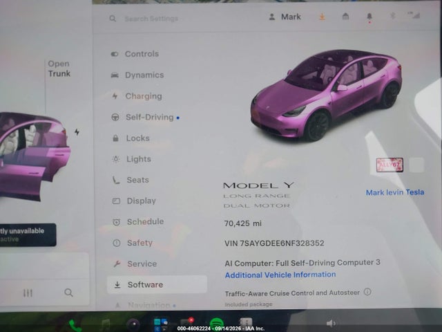 Aukcja sprzedaży 2022 Tesla Model Y Long Range Dual Motor All-wheel Drive, vin: 7SAYGDEE6NF328352, numer aukcji: 46062224