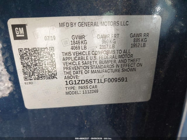 Aukcja sprzedaży 2020 Chevrolet Malibu Fwd Lt, vin: 1G1ZD5ST1LF009591, numer aukcji: 46062227