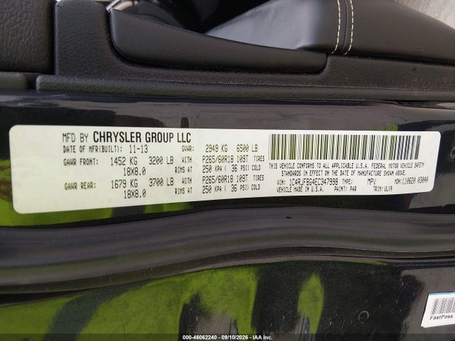 46062240 :رقم المزاد ، 1C4RJFBG4EC347998 vin ، 2014 Jeep Grand Cherokee Limited مزاد بيع