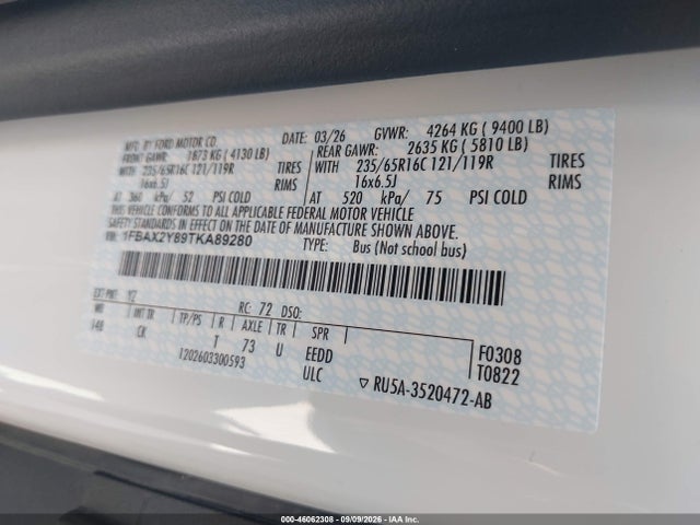 Ford Transit-350 Passenger Van Xlt 2026 1FBAX2Y89TKA89280 Image 9