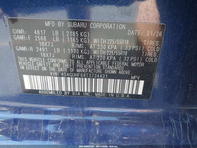 Продаж на аукціоні авто 2026 Subaru Crosstrek Sport, vin: 4S4GUHF68T3734431, номер лоту: 46062335