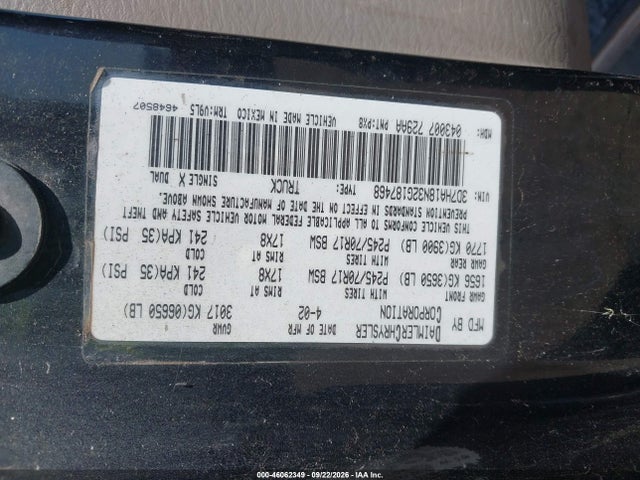 Продаж на аукціоні авто 2002 Dodge Ram 1500 St, vin: 3D7HA18N32G187468, номер лоту: 46062349