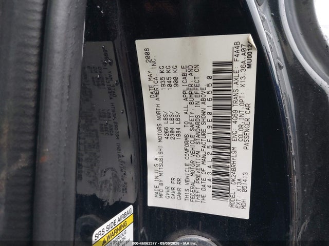 Продаж на аукціоні авто 2009 Mitsubishi Eclipse Spyder Gs, vin: 4A3AL25F19E016550, номер лоту: 46062377