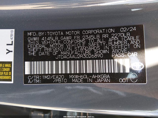 Продажа на аукционе авто 2024 Toyota Prius Xle, vin: JTDACAAU2R3026890, номер лота: 46062378
