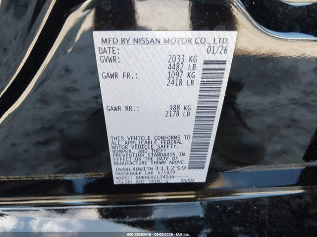 Nissan Altima Sv Awd 2026 1N4BL4DW1TN311259 Image 9