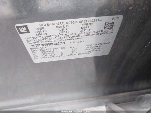 Продаж на аукціоні авто 2011 Gmc Terrain Slt-2, vin: 2CTFLWE58B6350659, номер лоту: 46062484