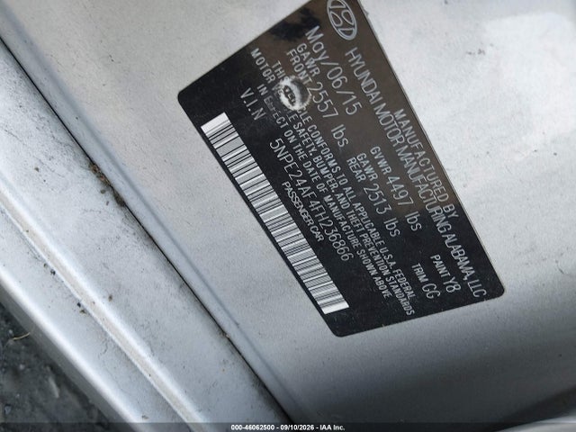 Продажа на аукционе авто 2015 Hyundai Sonata Se, vin: 5NPE24AF4FH236866, номер лота: 46062500