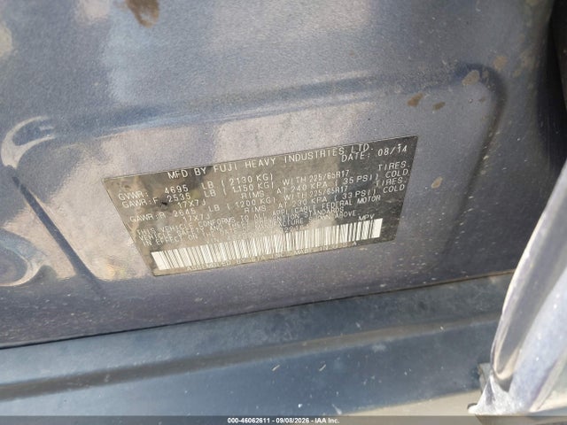 46062611 :رقم المزاد ، 4S4BSAHC3F3221649 vin ، 2015 Subaru Outback 2.5i Premium مزاد بيع