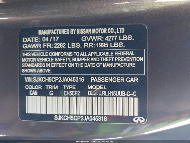 Продаж на аукціоні авто 2018 Infiniti Qx30 Premium, vin: SJKCH5CP2JA045316, номер лоту: 46062641
