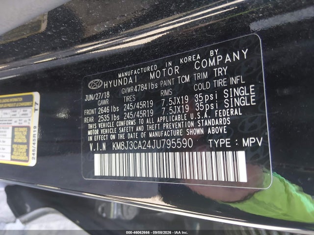 Auction sale of the 2018 Hyundai Tucson Value, vin: KM8J3CA24JU795590, lot number: 46062666