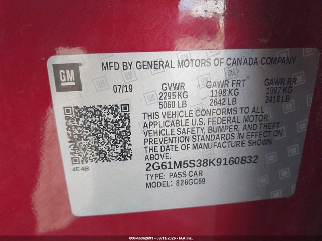 Aukcja sprzedaży 2019 Cadillac Xts Luxury, vin: 2G61M5S38K9160832, numer aukcji: 46062691
