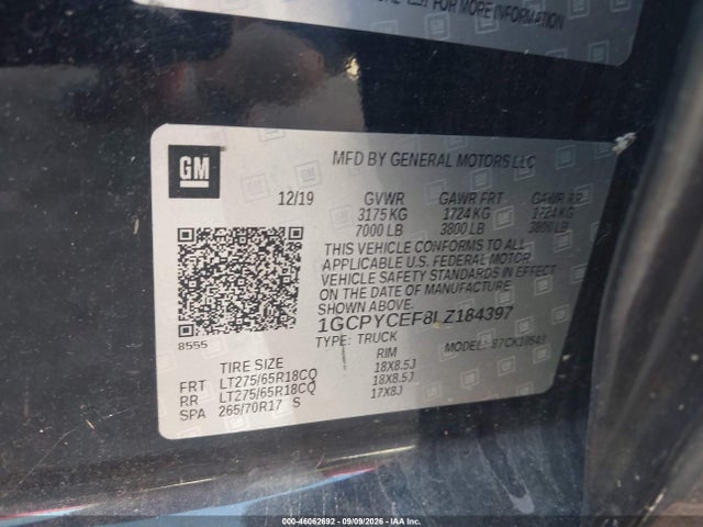Продаж на аукціоні авто 2020 Chevrolet Silverado 1500 4wd  Short Bed Custom Trail Boss, vin: 1GCPYCEF8LZ184397, номер лоту: 46062692