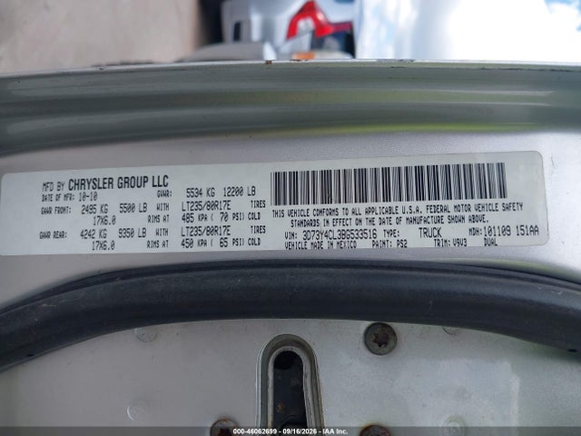 46062699 :رقم المزاد ، 3D73Y4CL3BG533516 vin ، 2011 Ram Ram 3500 St مزاد بيع