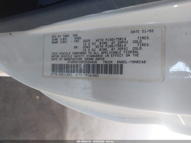 Продажа на аукционе авто 1993 Toyota Pickup 1/2 Ton Short Whlbase Stb, vin: 4TARN81A9PZ084836, номер лота: 46062730