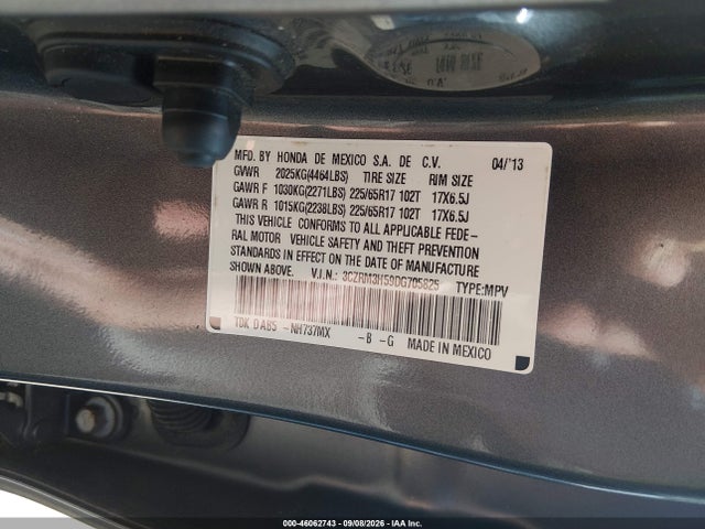 2013 Honda Cr-v Ex მანქანა იყიდება აუქციონზე, vin: 3CZRM3H59DG705825, აუქციონის ნომერი: 46062743