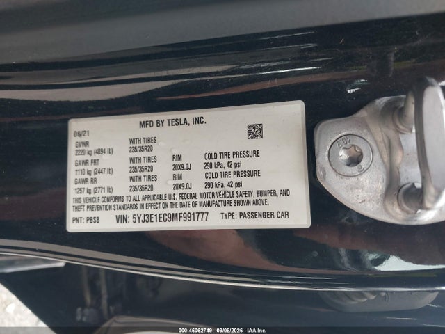 Tesla Model 3 Performance Dual Motor All-wheel Drive 2021 5YJ3E1EC9MF991777 Image 9