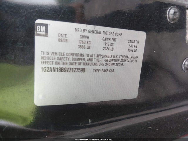 Aukcja sprzedaży 2007 Pontiac G5 Gt, vin: 1G2AN18B977177590, numer aukcji: 46062763