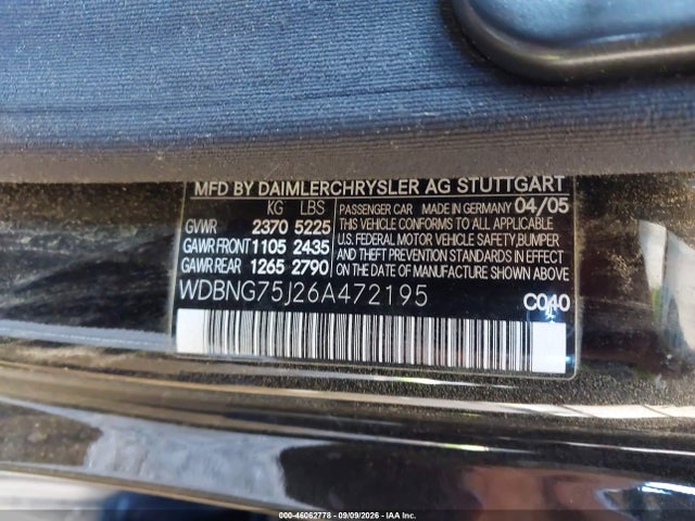 Продажа на аукционе авто 2006 Mercedes-benz S 500, vin: WDBNG75J26A472195, номер лота: 46062778