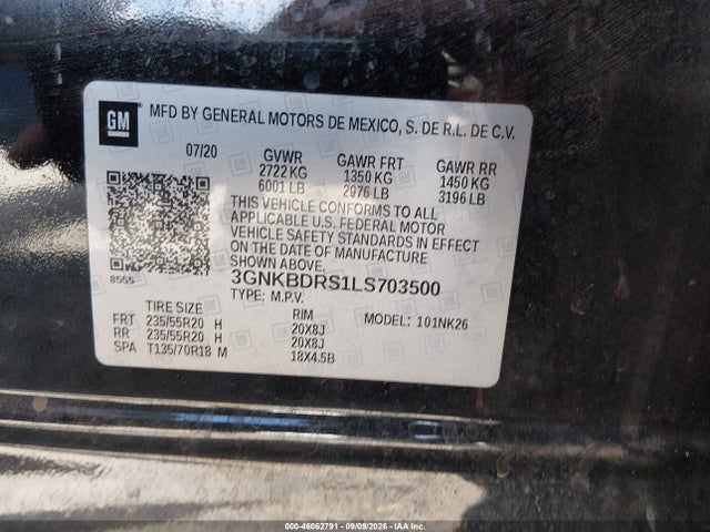 Продаж на аукціоні авто 2020 Chevrolet Blazer Fwd 3lt, vin: 3GNKBDRS1LS703500, номер лоту: 46062791