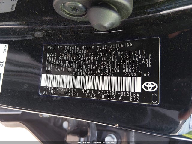 Продаж на аукціоні авто 2025 Toyota Corolla Le, vin: 5YFB4MDE8SP348227, номер лоту: 46062831