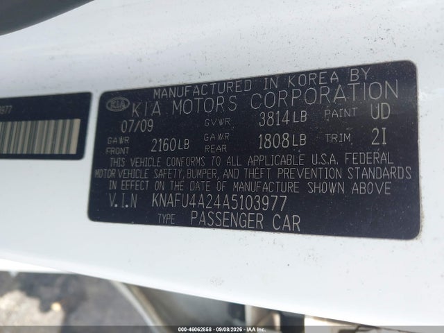 Продажа на аукционе авто 2010 Kia Forte Ex, vin: KNAFU4A24A5103977, номер лота: 46062858