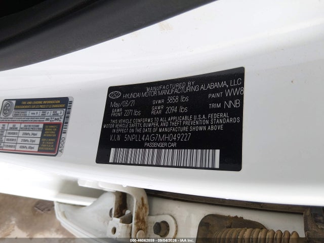 2021 Hyundai Elantra Se მანქანა იყიდება აუქციონზე, vin: 5NPLL4AG7MH049227, აუქციონის ნომერი: 46062859