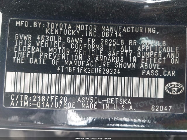 Toyota CAMRY SE 2014 4T1BF1FK3EU829324 Image 9