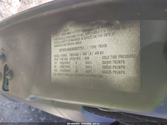 Продаж на аукціоні авто 1997 Gmc Sonoma Sls Wideside, vin: 1GTCS144XV8507751, номер лоту: 46063005