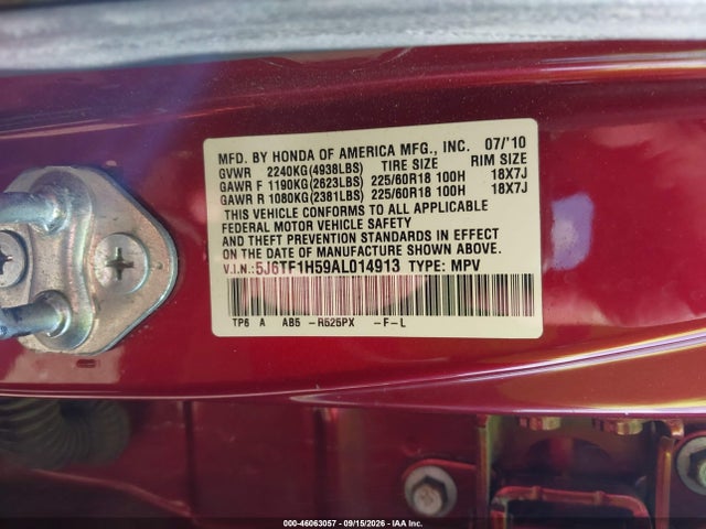 2010 Honda Accord Crosstour Ex-l მანქანა იყიდება აუქციონზე, vin: 5J6TF1H59AL014913, აუქციონის ნომერი: 46063057