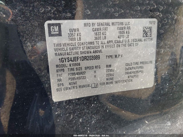 Aukcja sprzedaży 2013 Cadillac Escalade Esv Premium, vin: 1GYS4JEF1DR203989, numer aukcji: 46063119