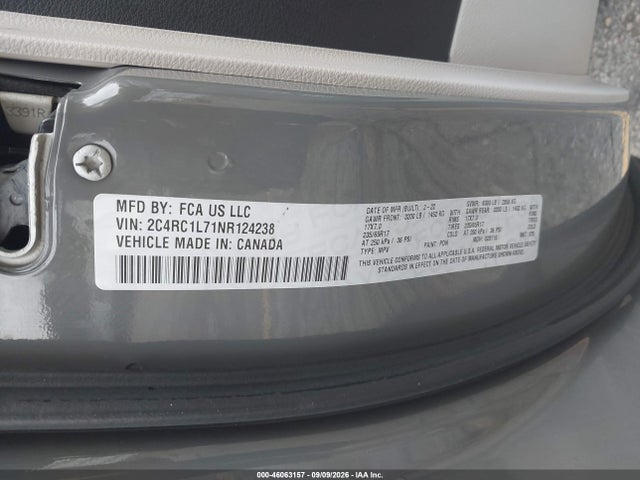 Продажа на аукционе авто 2022 Chrysler Pacifica Hybrid Touring L, vin: 2C4RC1L71NR124238, номер лота: 46063157
