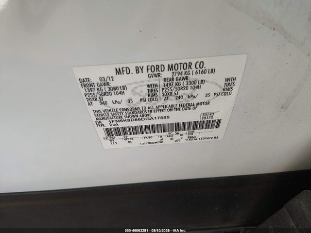 Aukcja sprzedaży 2013 Ford Explorer Xlt, vin: 1FM5K8D86DGA17585, numer aukcji: 46063291