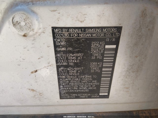 2016 Nissan Rogue Sv მანქანა იყიდება აუქციონზე, vin: KNMAT2MV4GP656250, აუქციონის ნომერი: 46063329
