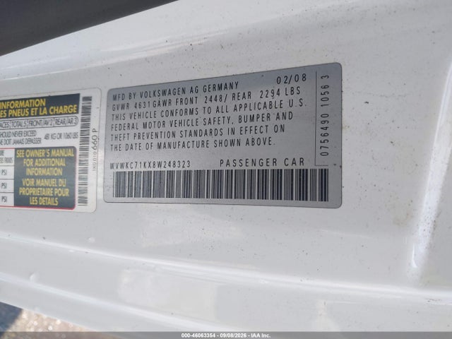 Продажа на аукционе авто 2008 Volkswagen R32, vin: WVWKC71KX8W248323, номер лота: 46063354