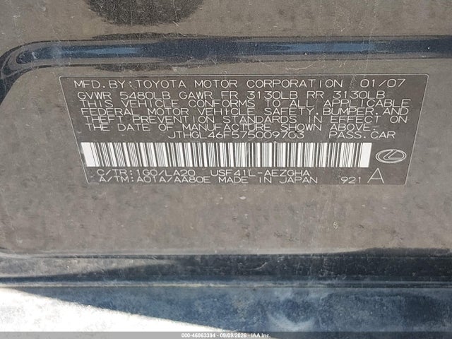 Продаж на аукціоні авто 2007 Lexus Ls 460 L, vin: JTHGL46F575009703, номер лоту: 46063394