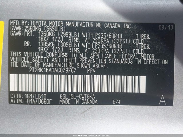 Продаж на аукціоні авто 2010 Lexus Rx 350, vin: 2T2BK1BA0AC079767, номер лоту: 46063428