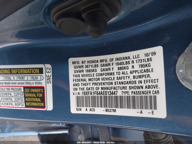 Продаж на аукціоні авто 2010 Honda Civic Lx-s, vin: 19XFA1F64AE013447, номер лоту: 46063441