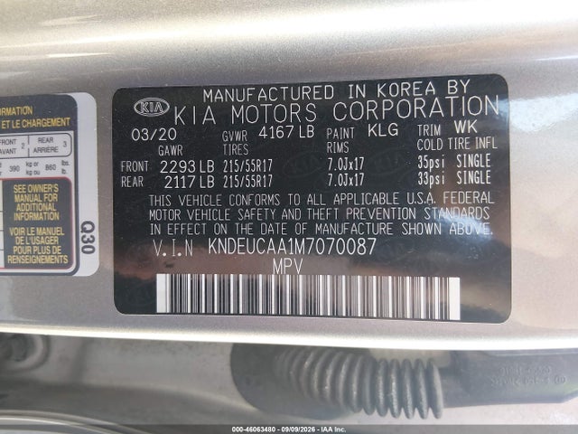 KIA SELTOS S 2021 KNDEUCAA1M7070087 Image 9