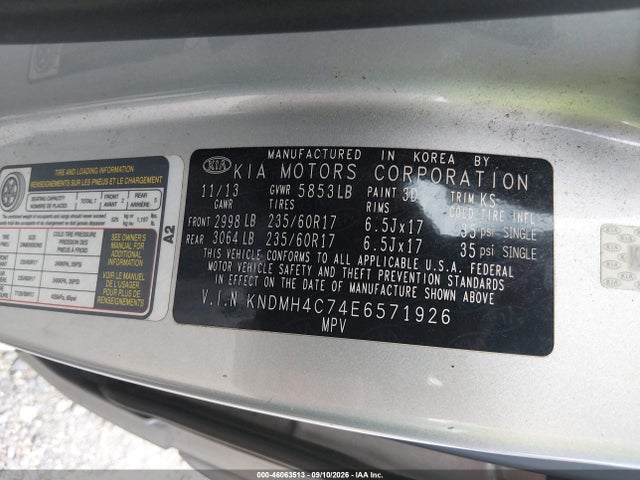 Aukcja sprzedaży 2014 Kia Sedona Ex, vin: KNDMH4C74E6571926, numer aukcji: 46063513