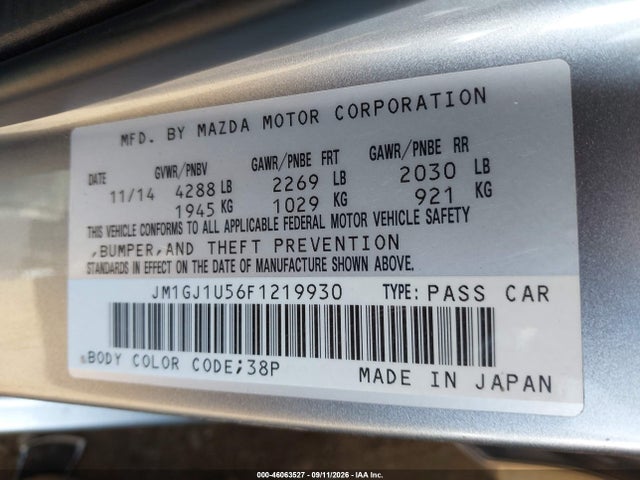 JM1GJ1U56F1219930 Mazda Mazda6 I Sport