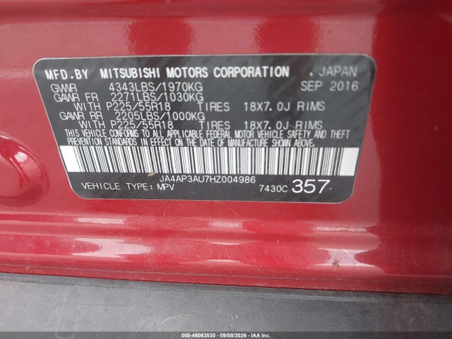 Продажа на аукционе авто 2017 Mitsubishi Outlander Sport 2.0 Le, vin: JA4AP3AU7HZ004986, номер лота: 46063530