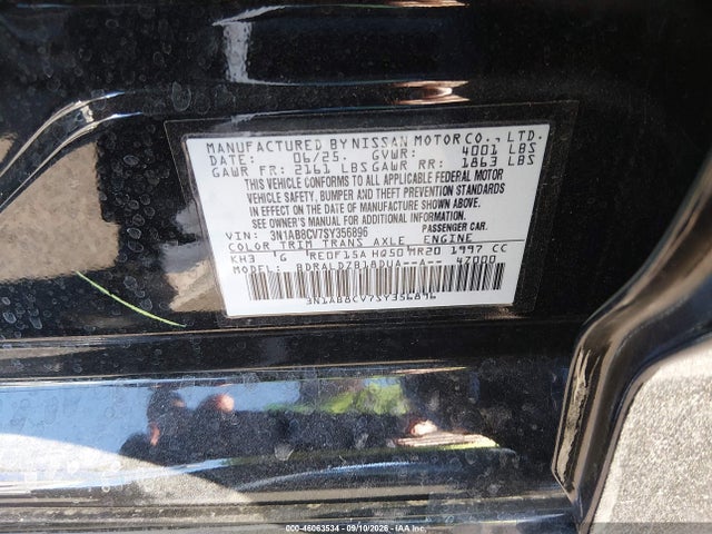 46063534 :رقم المزاد ، 3N1AB8CV7SY356896 vin ، 2025 Nissan Sentra Sv مزاد بيع