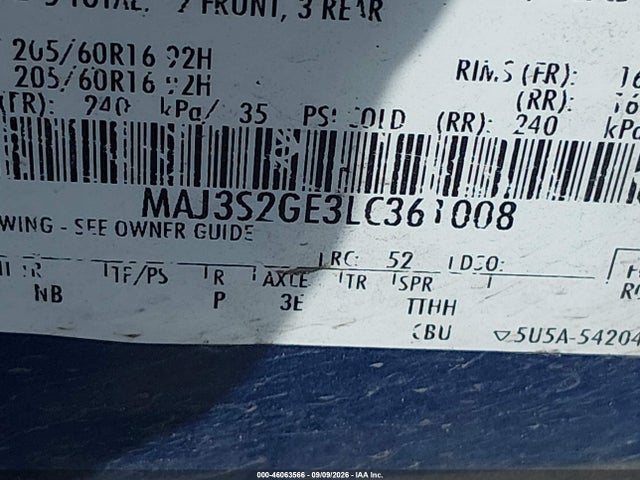 Продаж на аукціоні авто 2020 Ford Ecosport Se, vin: MAJ3S2GE3LC361008, номер лоту: 46063566