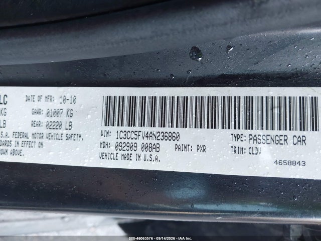 Aukcja sprzedaży 2010 Chrysler Sebring Limited, vin: 1C3CC5FV4AN236860, numer aukcji: 46063576