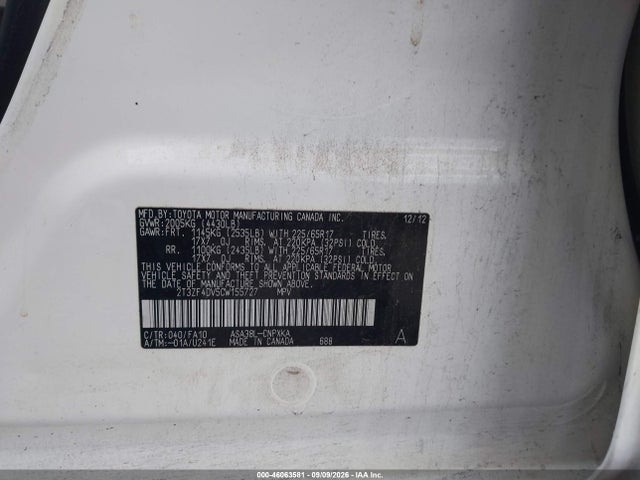 Aukcja sprzedaży 2012 Toyota Rav4, vin: 2T3ZF4DV5CW155727, numer aukcji: 46063581
