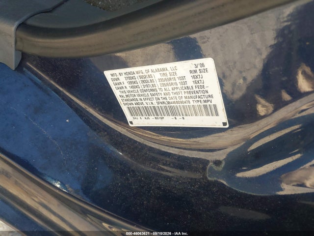 Продаж на аукціоні авто 2006 Honda Odyssey Ex, vin: 5FNRL38446B090478, номер лоту: 46063621